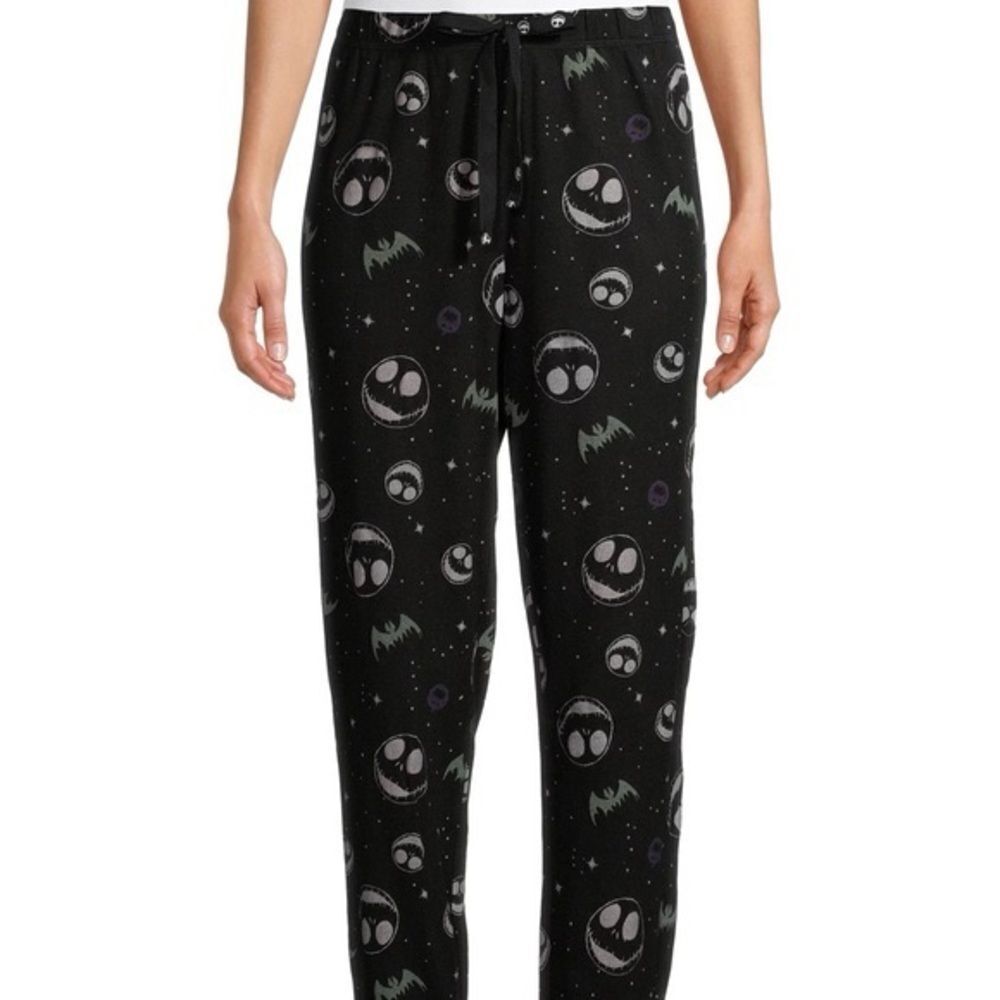 Black Pajama Pants with Nightmare Before Christmas Silver Print